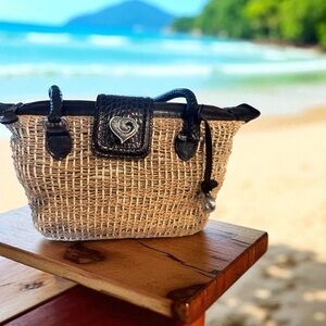 Brighton Black and Tan Woven Tote